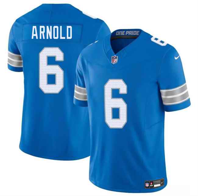 Men's Detroit Lions #6 Terrion Arnold Blue 2025 F.U.S.E. Vapor Limited Stitched Jersey